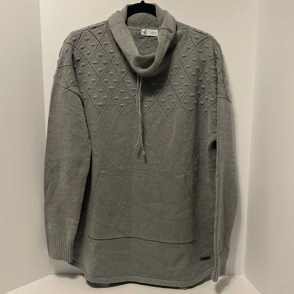 Carve Designs Sweater Women’s Size XL Grey Pullover Cowl Neck Cozy Warm Pocket - Picture 2 of 11
